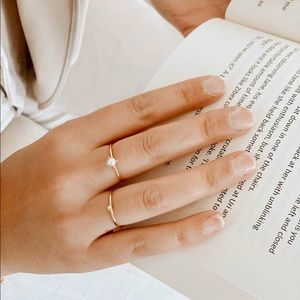 Dainty Gold Minimalist Ring With Pearl | Easy To
Layer solitaire | Stackable